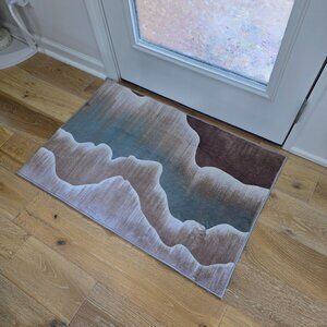 Shoe Entrance Rug 2x3 Machine Washable Modern Wave Design Entryway